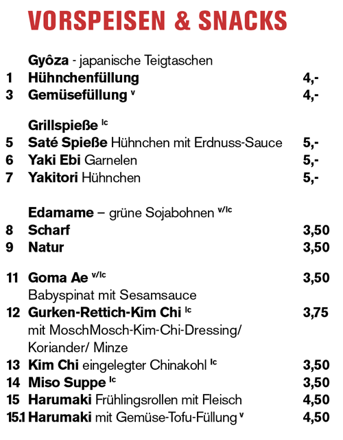 MoschMosch - Speisekarte